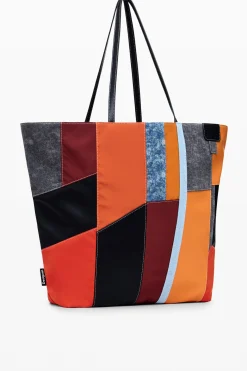 Arty patch bag with large handles