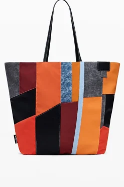 Arty patch bag with large handles