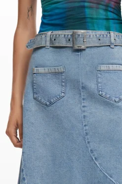 Asymmetric denim skirt