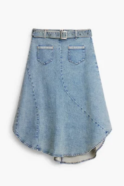 Asymmetric denim skirt