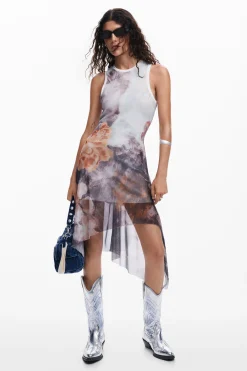 Asymmetric floral dress