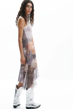 Asymmetric floral dress