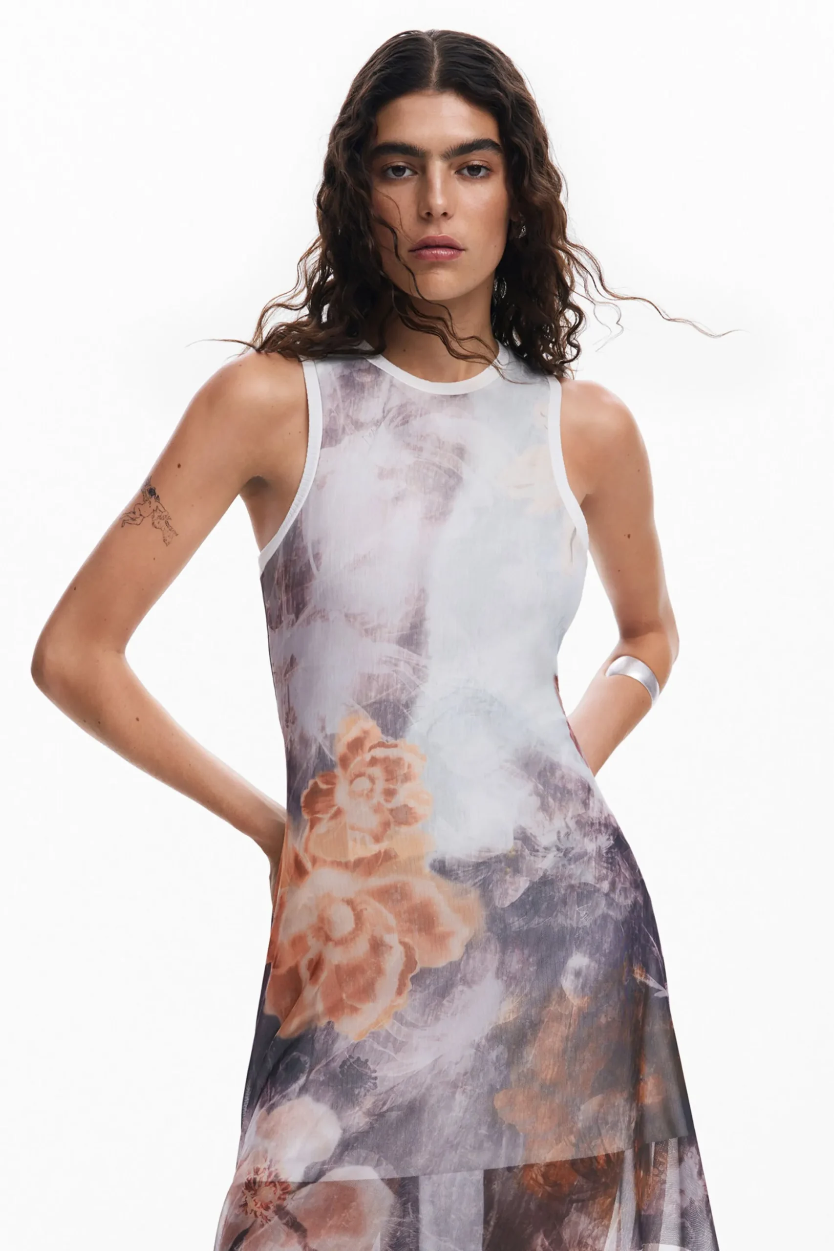 Asymmetric floral dress