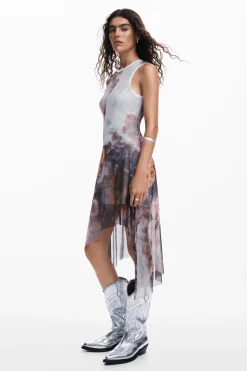 Asymmetric floral dress