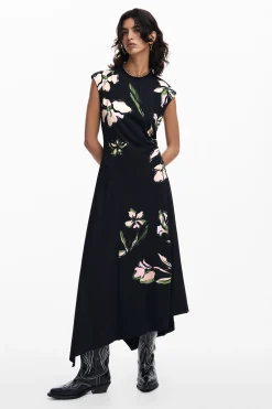 Asymmetric floral dress