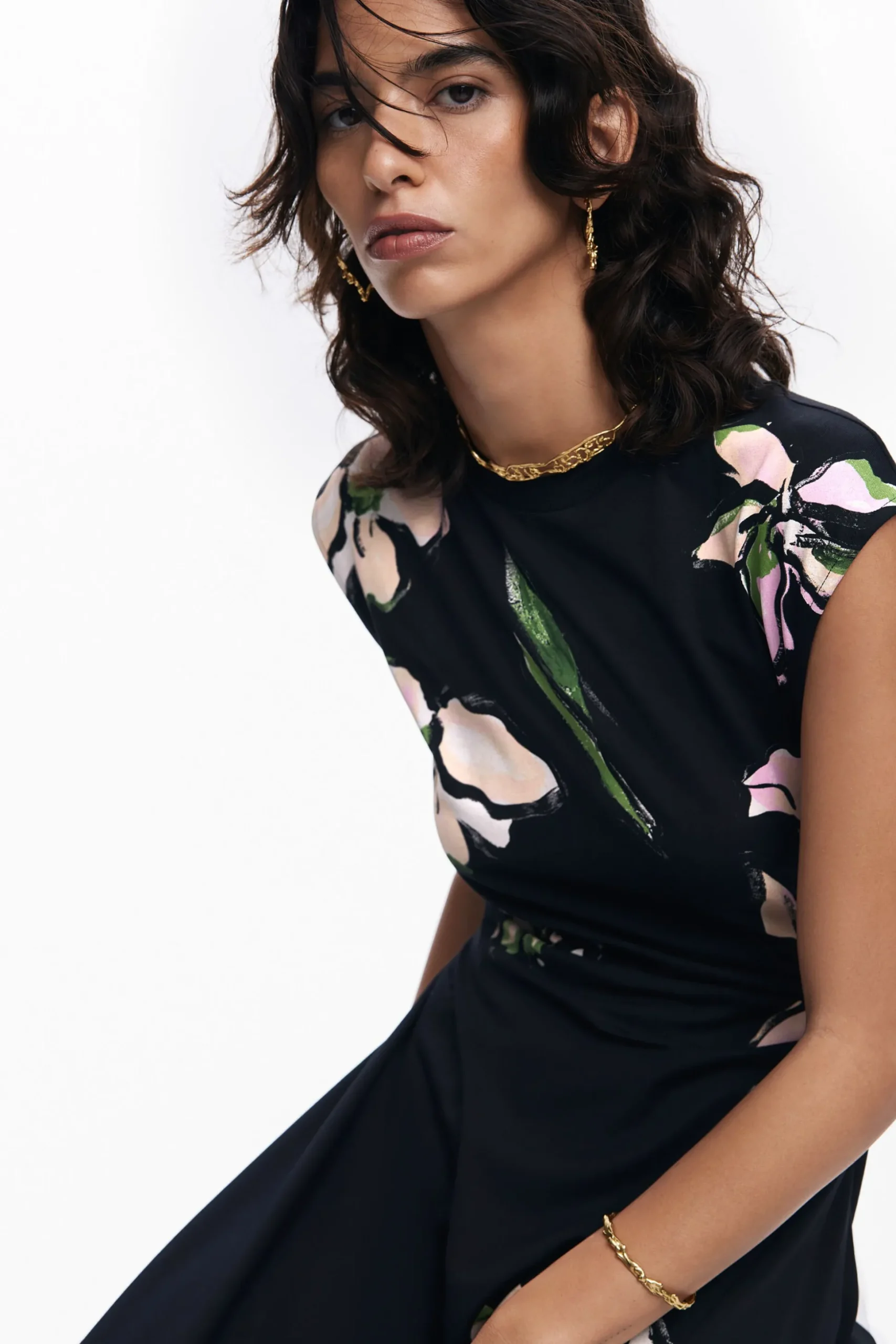 Asymmetric floral dress