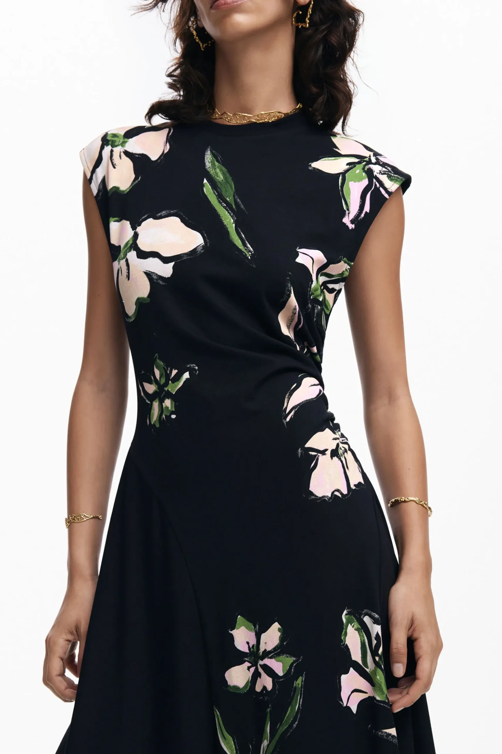 Asymmetric floral dress