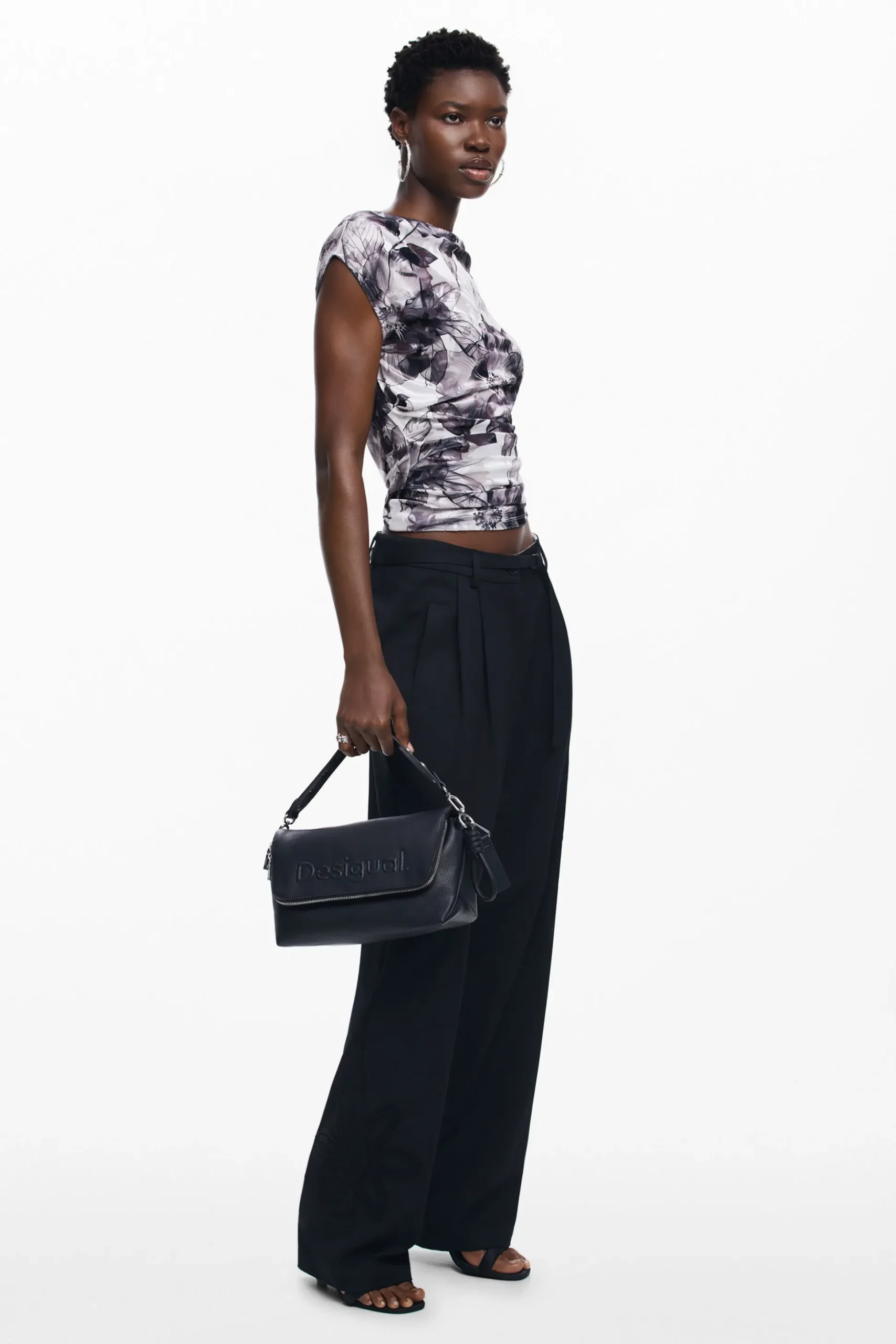 Asymmetric floral T-shirt