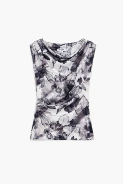 Asymmetric floral T-shirt