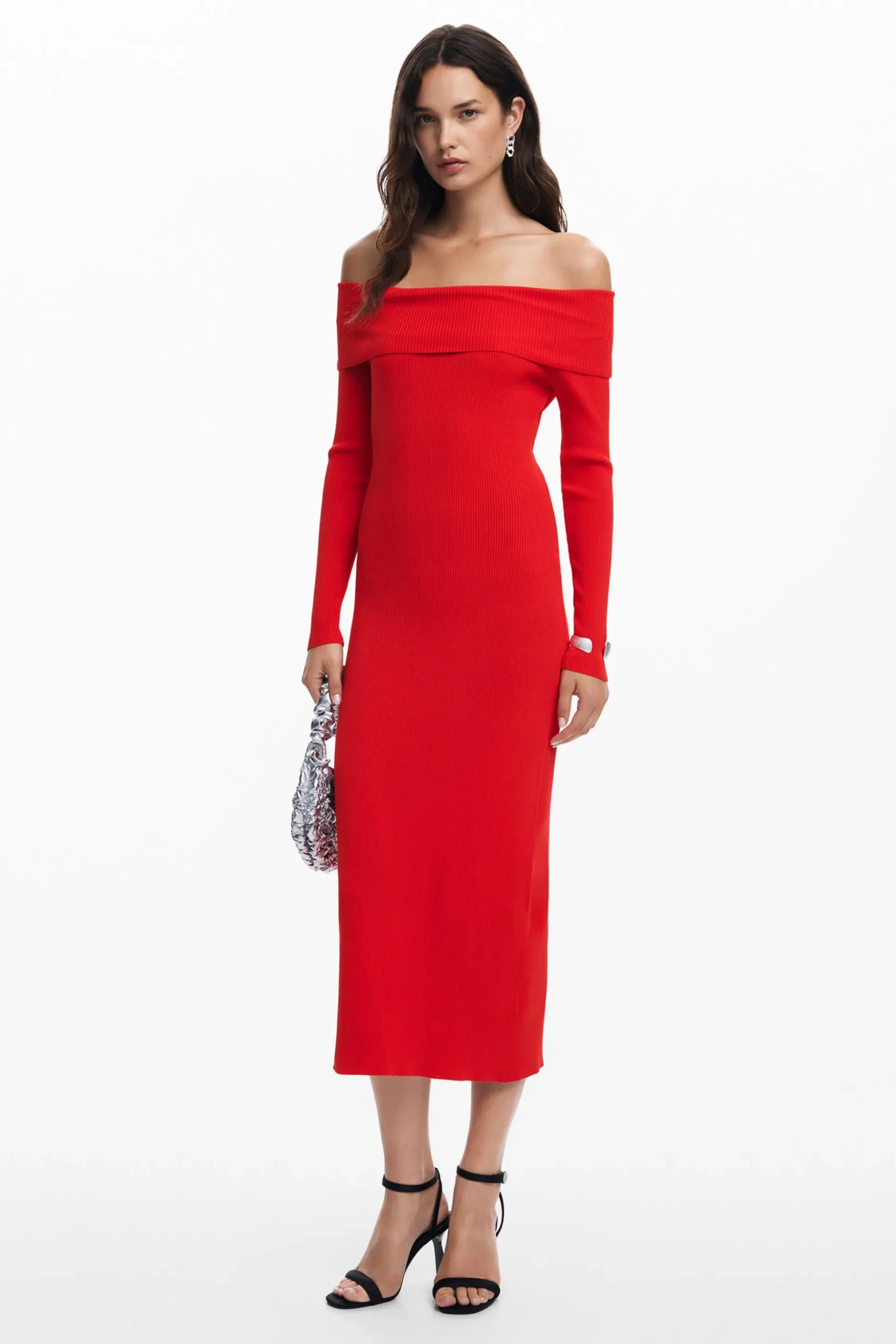 Bardot neckline dress