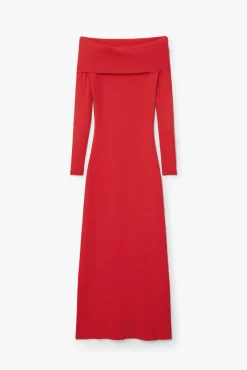 Bardot neckline dress