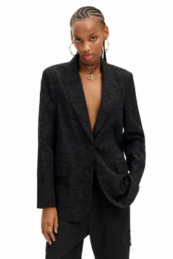 Blazer with die-cut flower silhouette