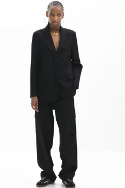 Blazer with die-cut flower silhouette