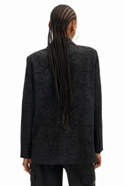 Blazer with die-cut flower silhouette