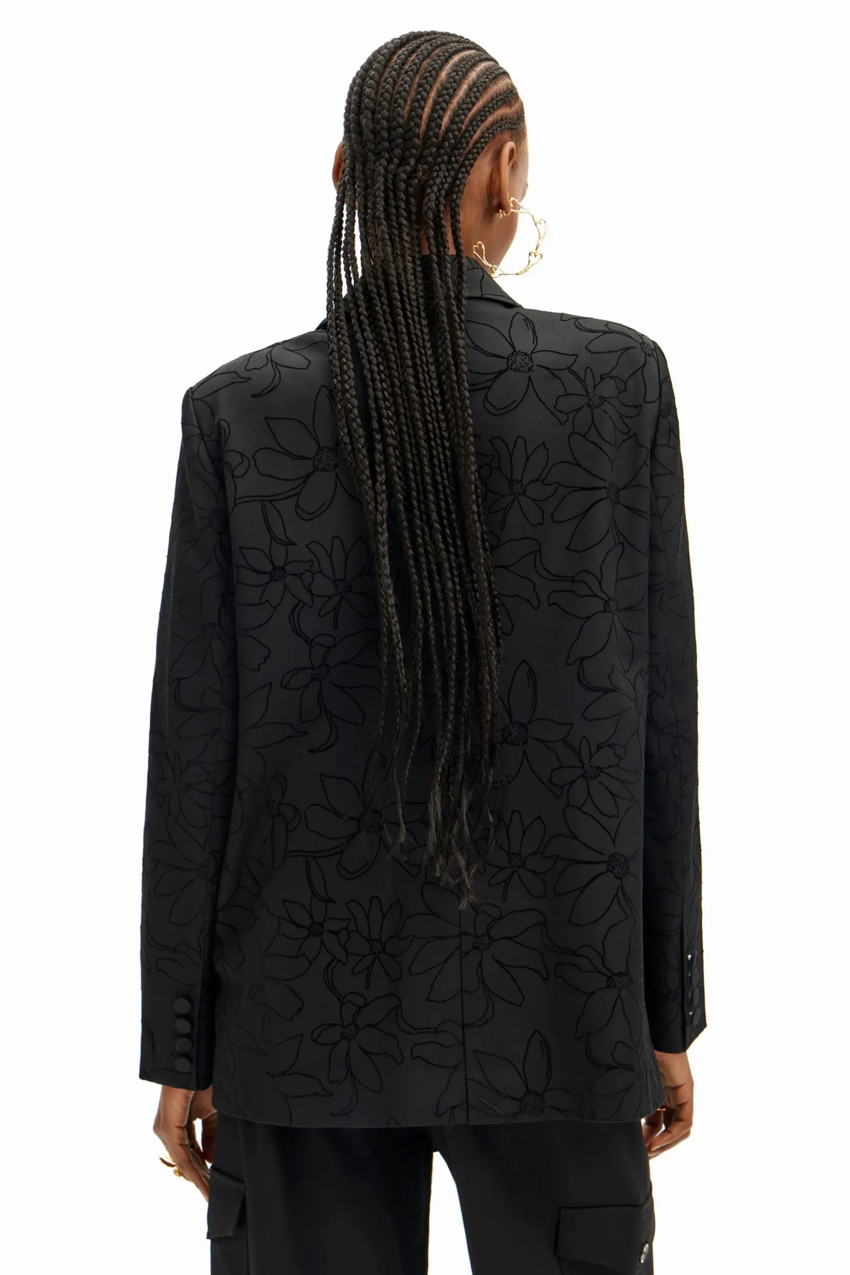 Blazer with die-cut flower silhouette