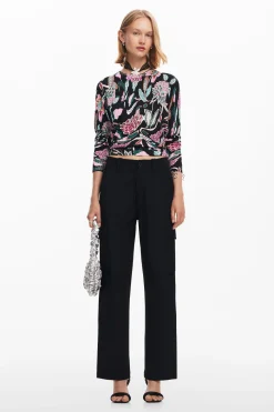 Botanical print knit sweater
