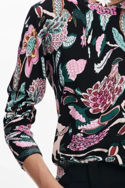 Botanical print knit sweater