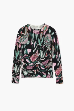 Botanical print knit sweater
