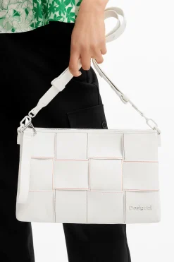 Braided crossbody bag M with topstitching