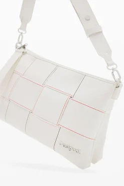 Braided crossbody bag M with topstitching