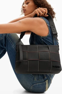 Braided crossbody bag M with topstitching