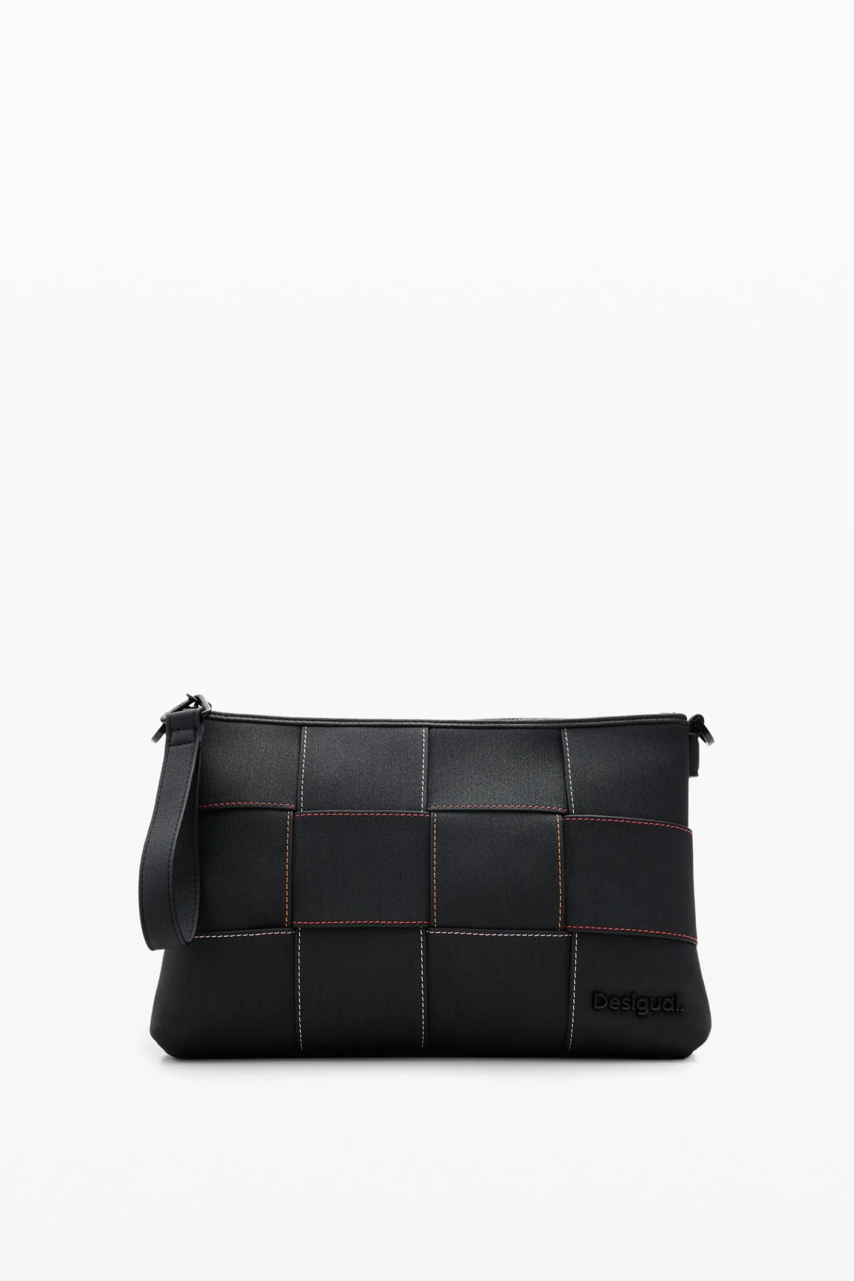 Braided crossbody bag M with topstitching