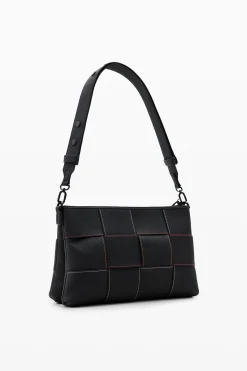 Braided crossbody bag M with topstitching