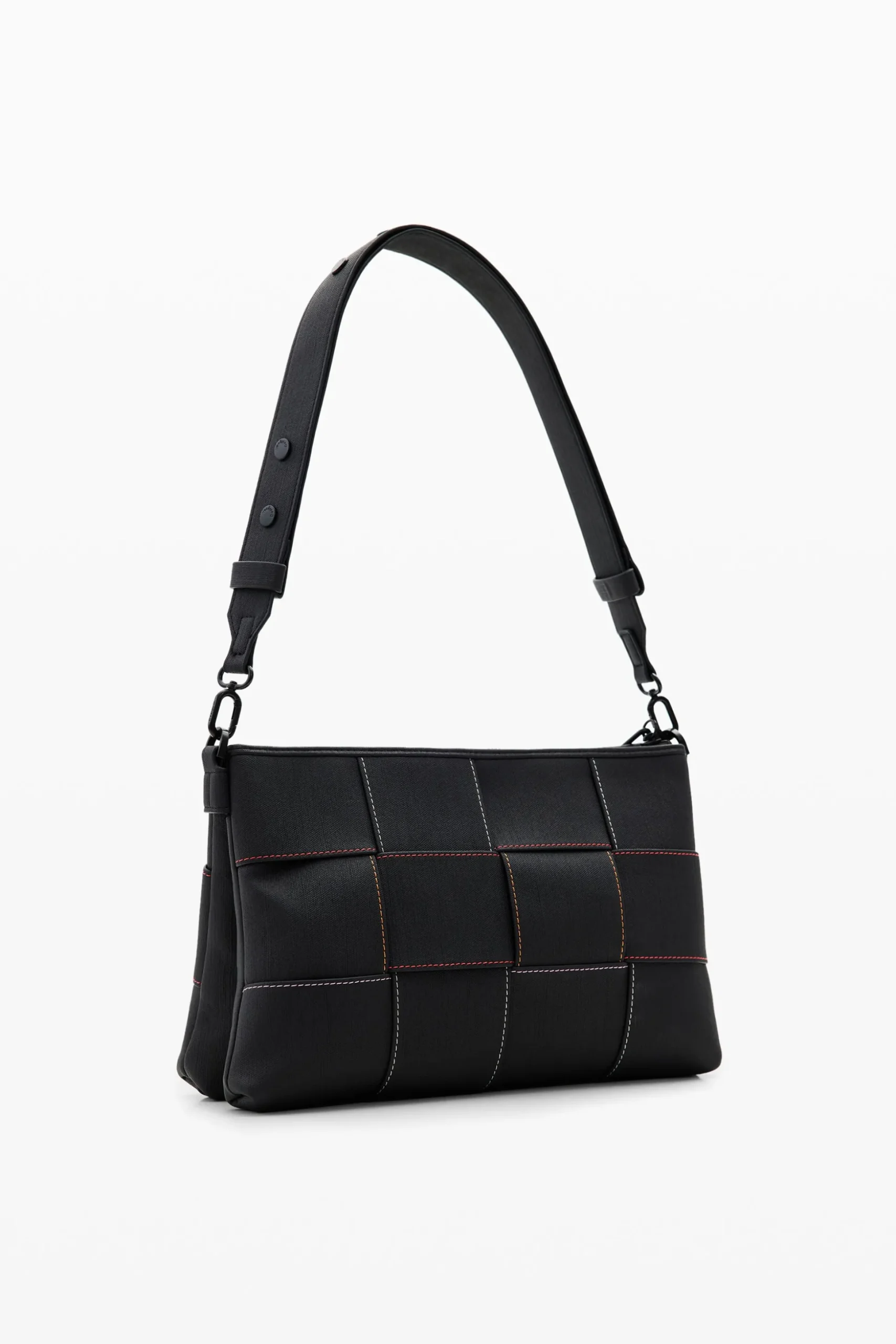 Braided crossbody bag M with topstitching