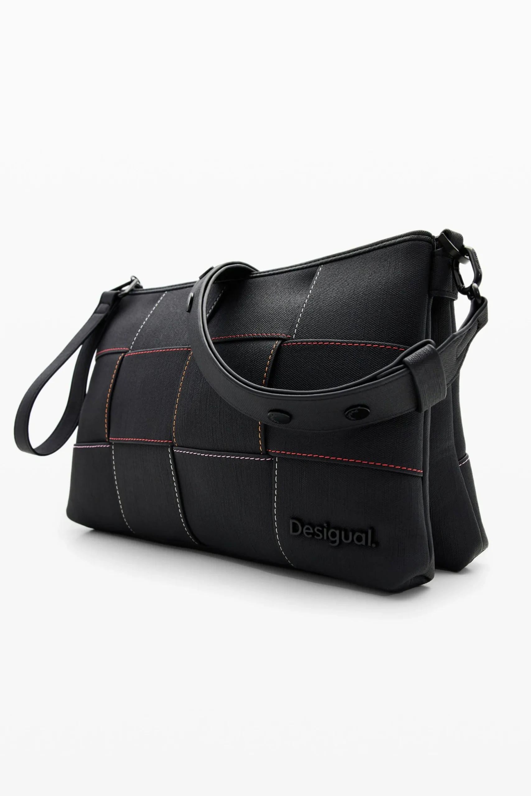 Braided crossbody bag M with topstitching