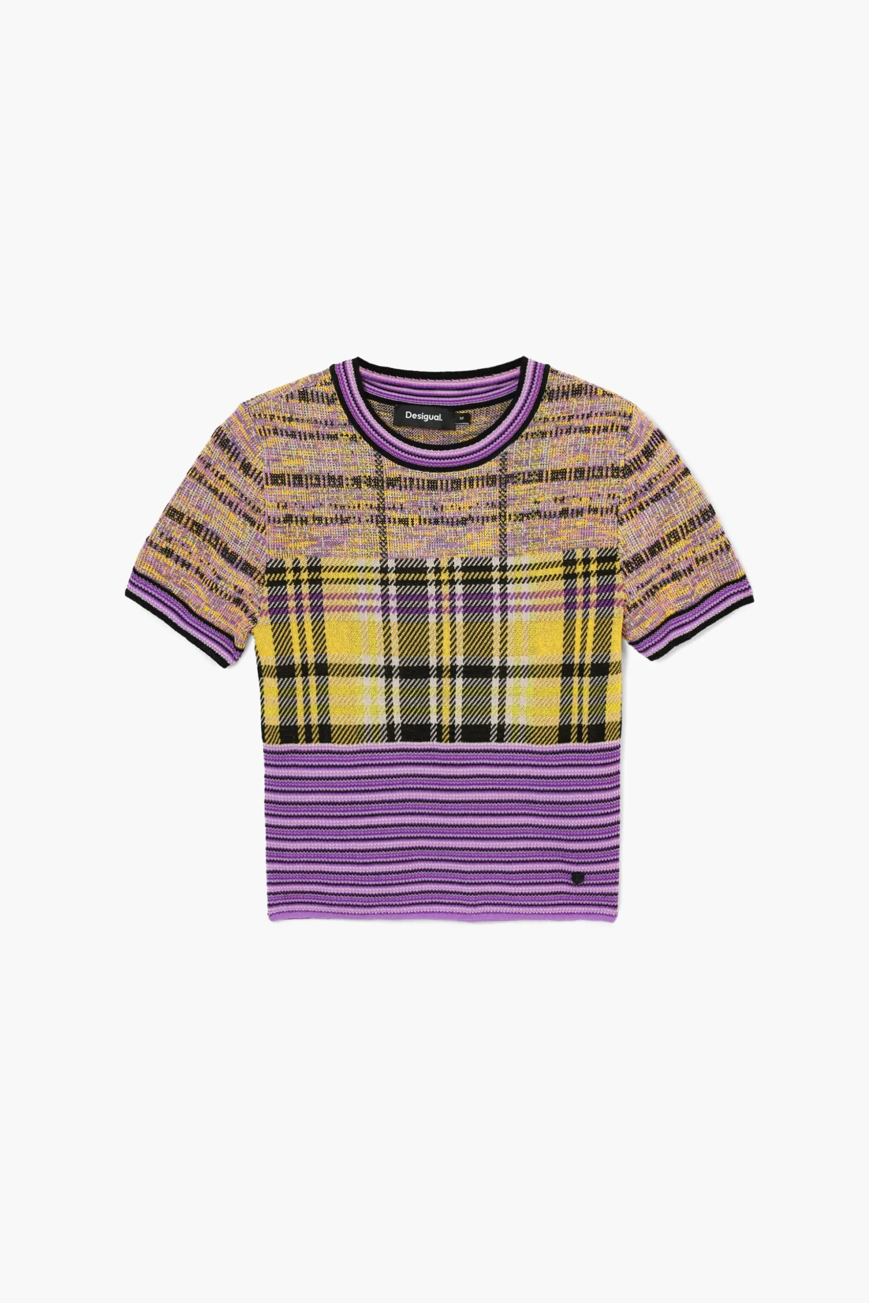 Checkered knit T-shirt