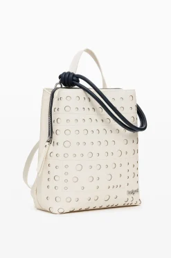 Circle pattern faux leather backpack