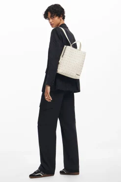 Circle pattern faux leather backpack