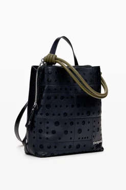 Circle pattern faux leather backpack