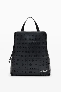 Circle pattern faux leather backpack