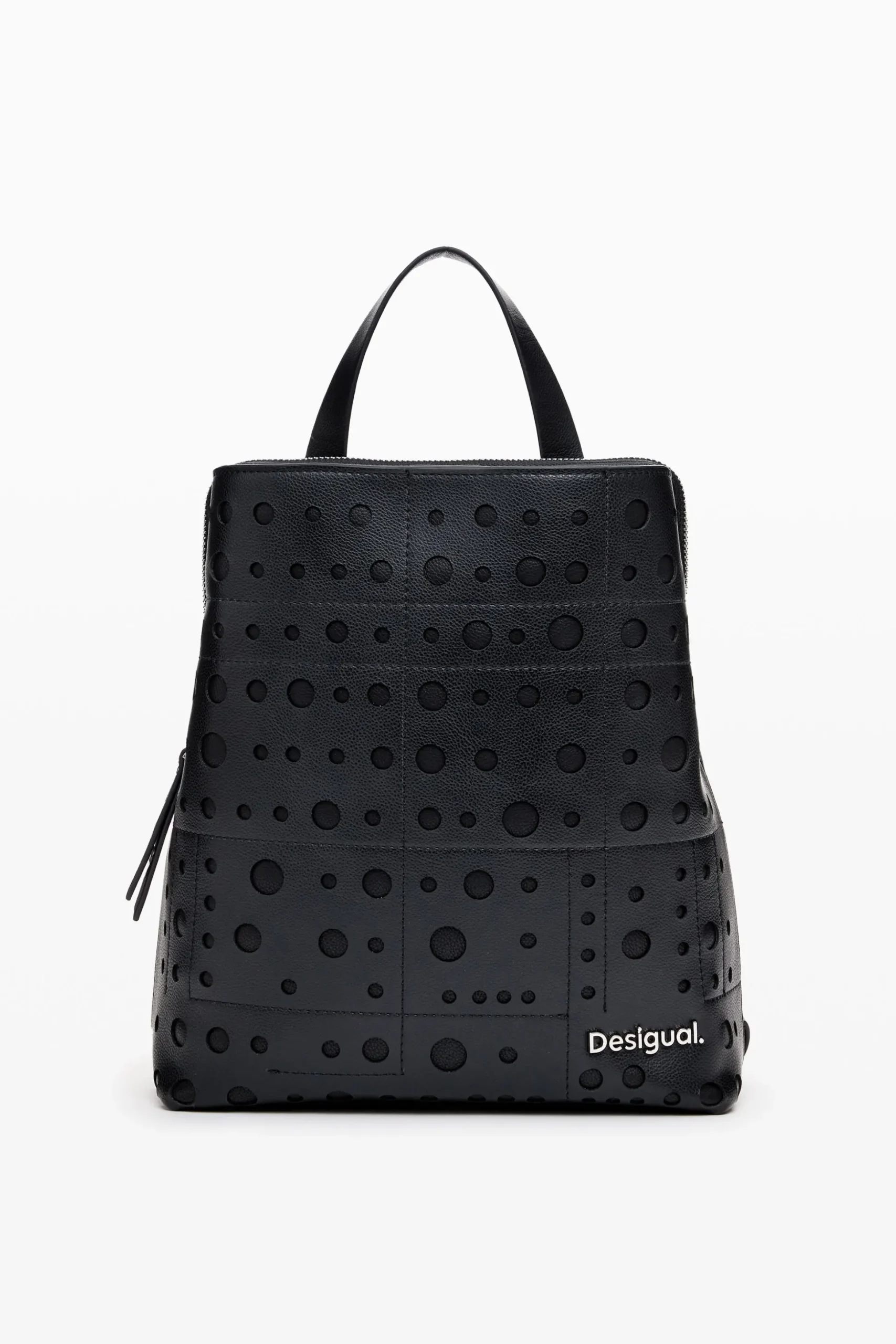 Circle pattern faux leather backpack
