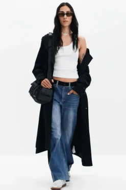Combined denim pants