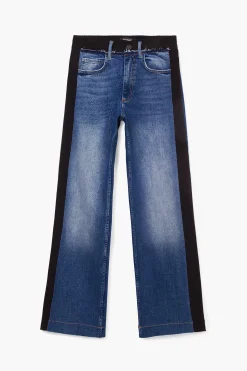 Combined denim pants