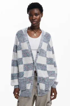 Combined knit cardigan