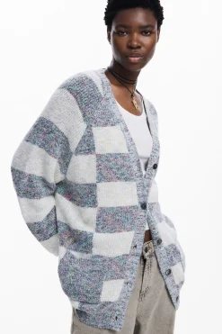 Combined knit cardigan