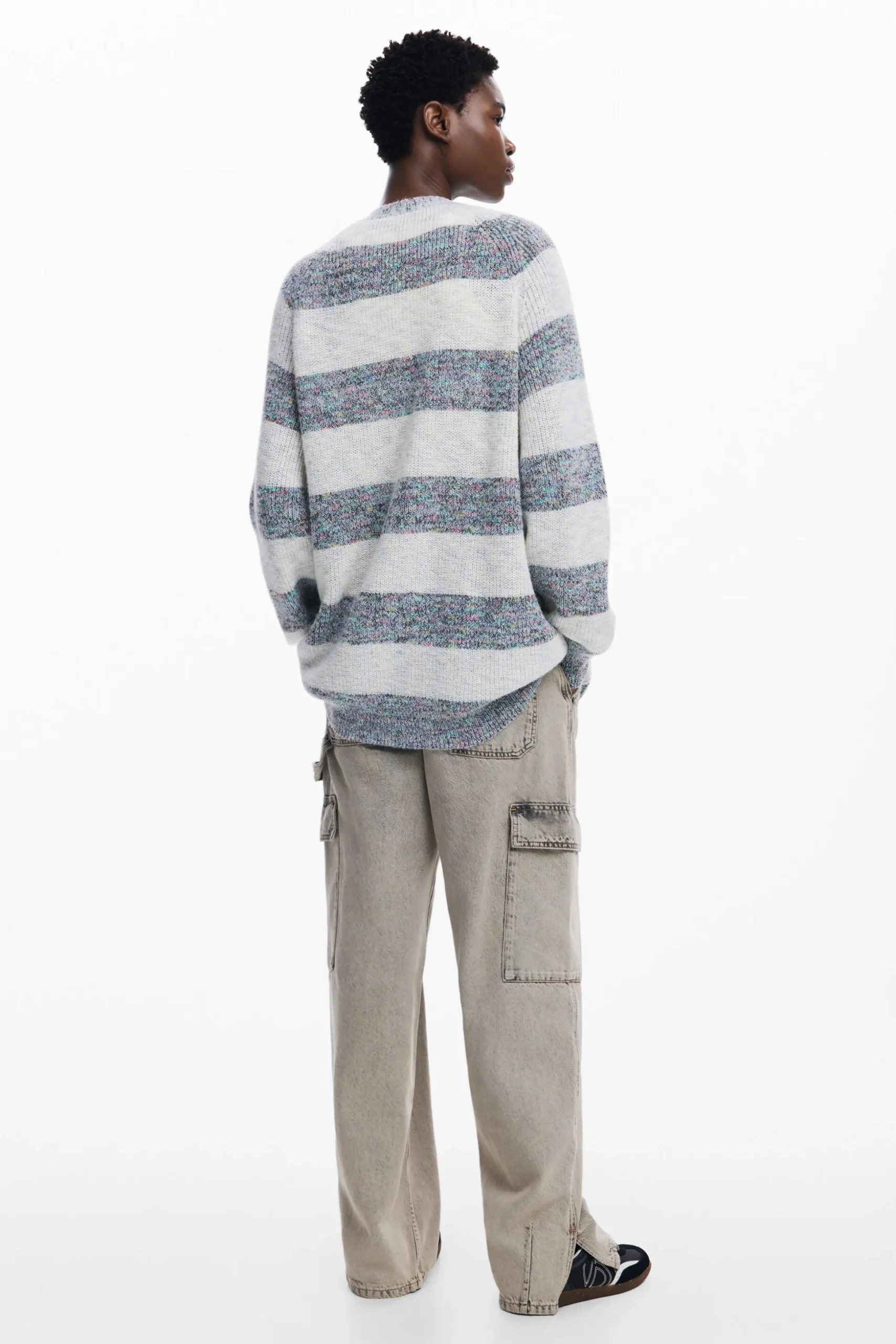 Combined knit cardigan