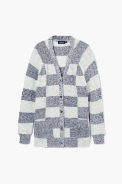 Combined knit cardigan