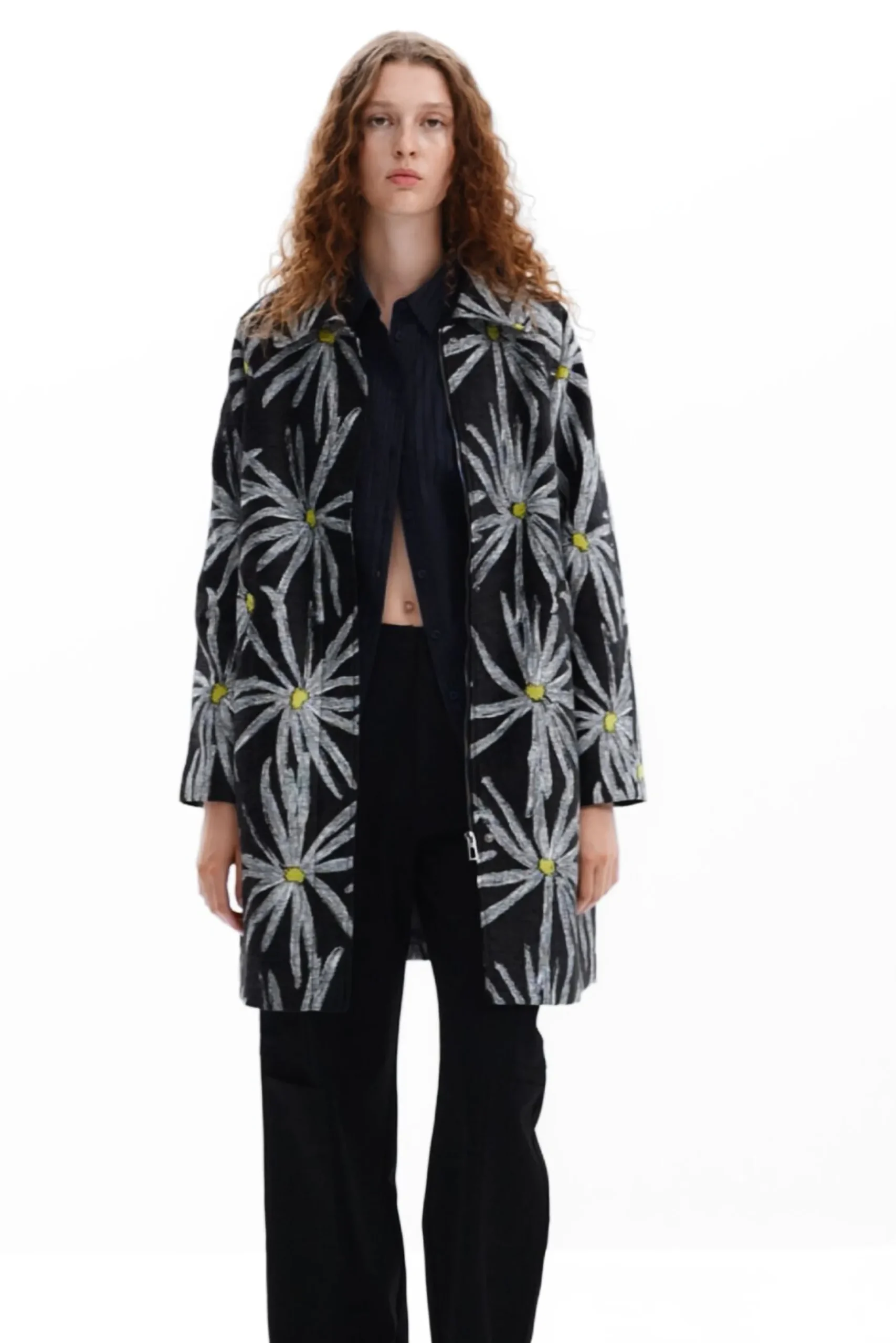 Daisy print coat