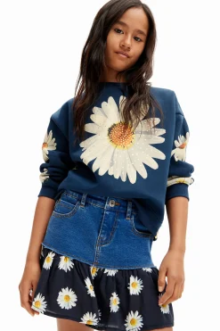 Daisy ruffle denim mini skirt