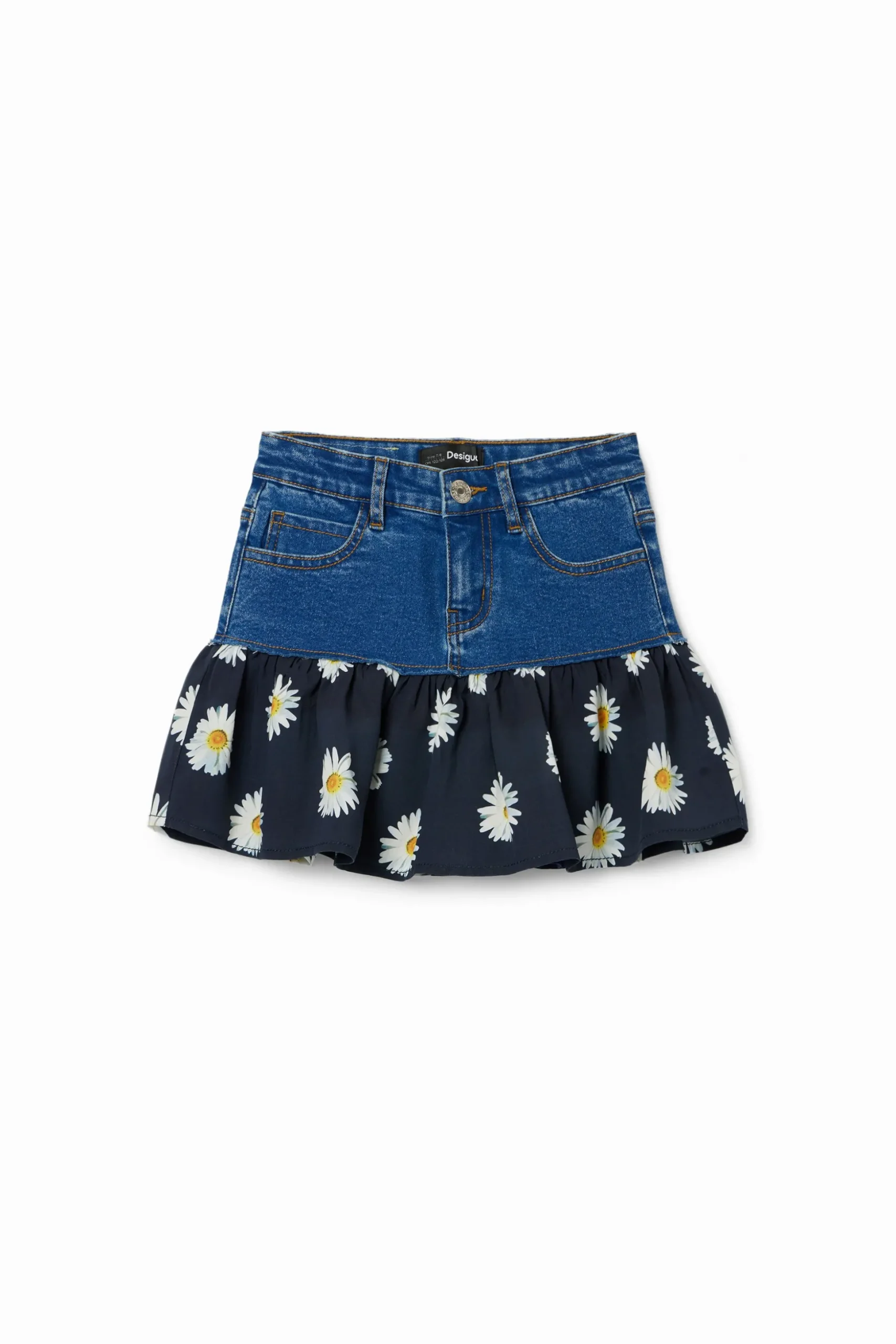 Daisy ruffle denim mini skirt
