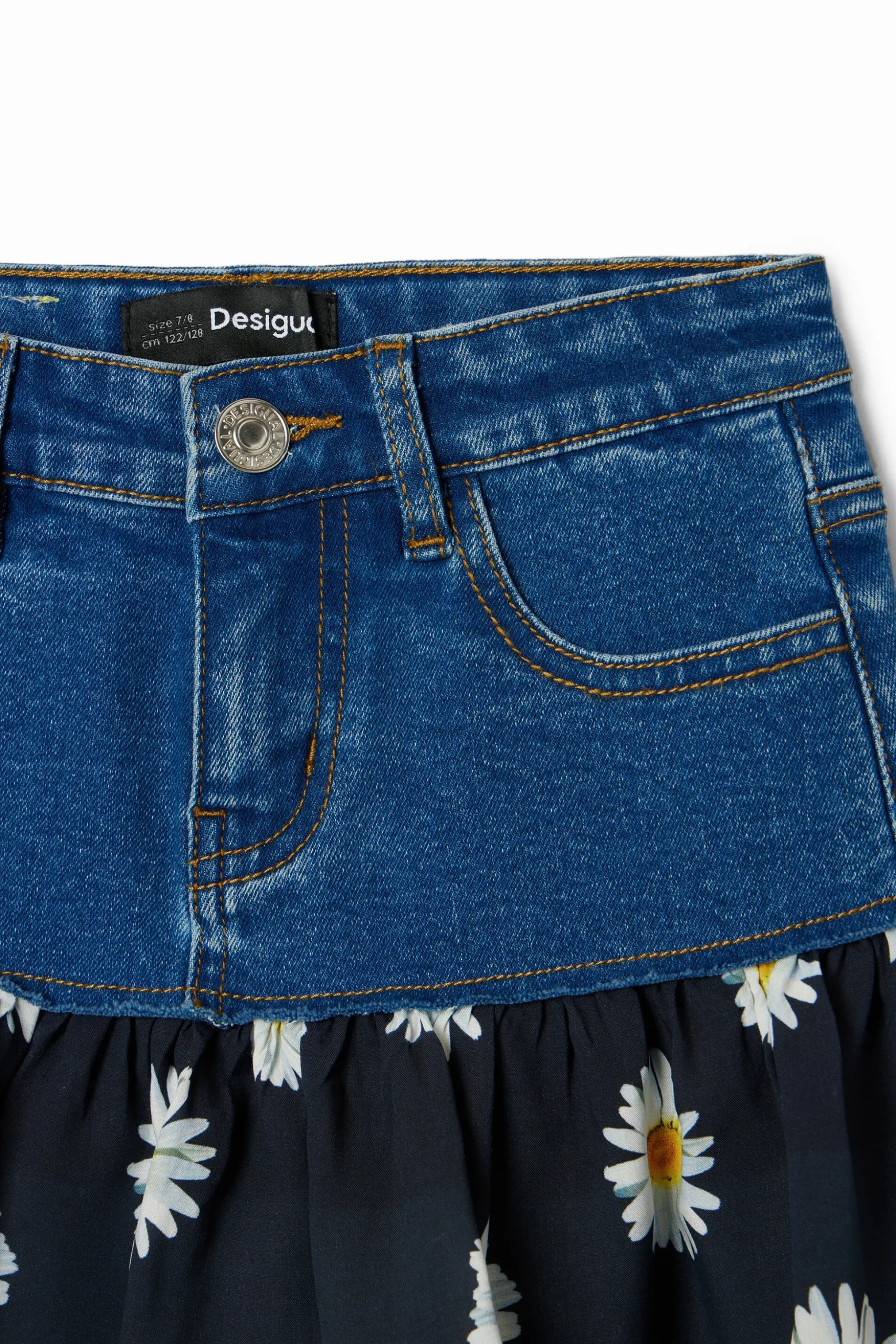 Daisy ruffle denim mini skirt