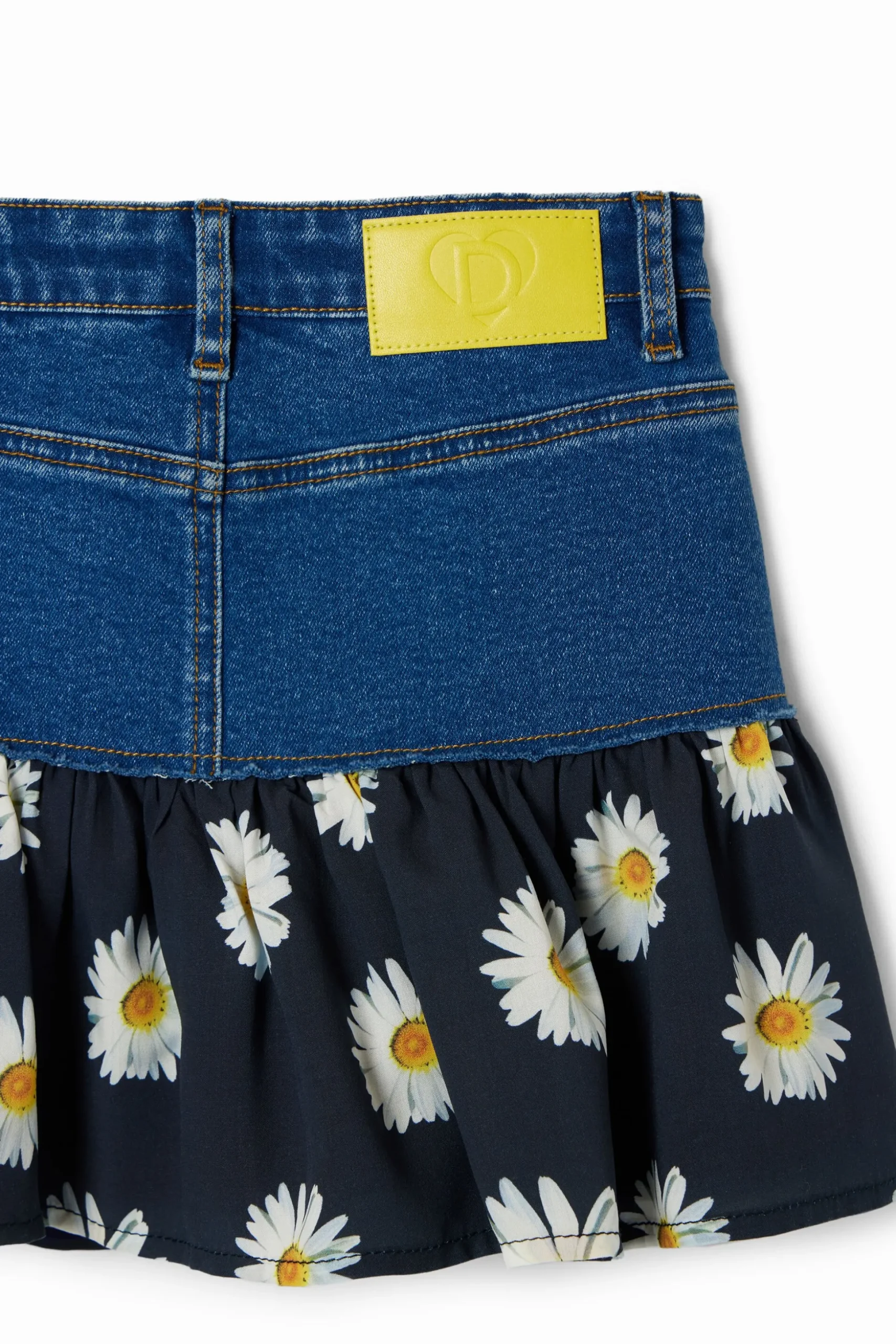 Daisy ruffle denim mini skirt