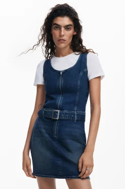 Denim dress belt