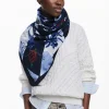 Denim floral scarf
