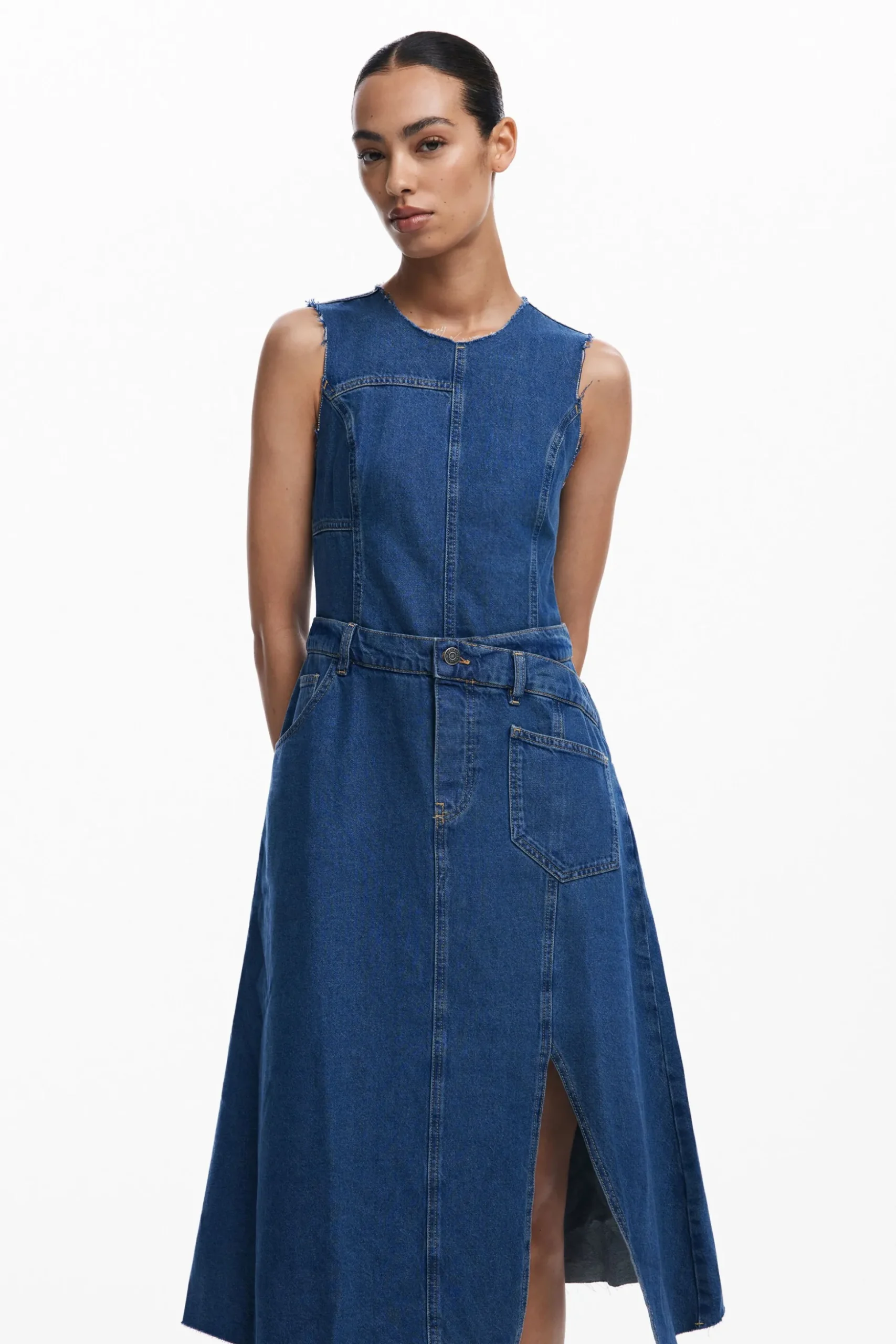 Denim midi dress
