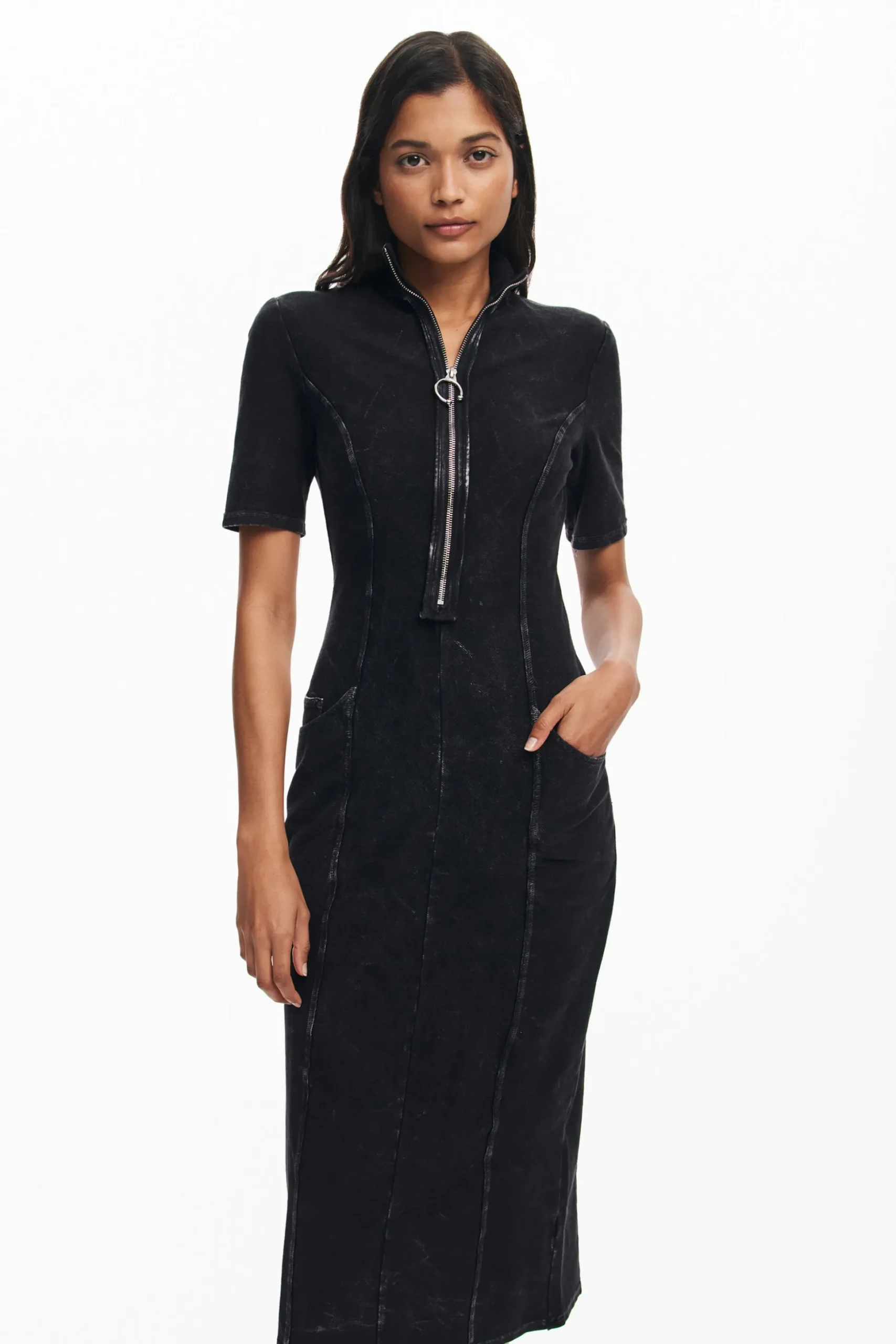 Denim midi dress